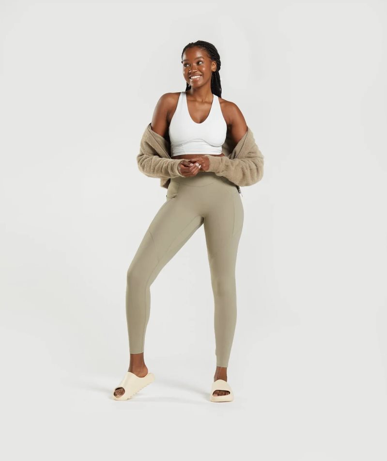 Women's Gymshark Whitney Everyday Pocket Leggings Khaki | CA AN57D6